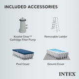 INTEX 26791EH Prism Frame Premium Rectangular Above Ground Swimming Pool Set: 16ft x 8ft x 42in – Complete Set Includes 1000 GPH Cartridge Filter Pump