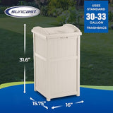 Trash Hideaway 33 Gallon Resin Outdoor Commercial Garbage Container with Lid for Backyard