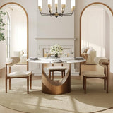POVISON Round Dining Table, 51" Matte White Sintered Stone Top Dining Table