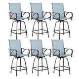 Sophia & William Outdoor Bar Stools Set of 6, Swivel Bar Chairs, Tall Patio Chairs, Outdoor High Top Chairs, Supports 300 lbs (Baby-Blue Fabric)