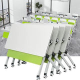 Portable Folding Conference Table with Silent Locking Wheels, Modern Mobile Flip Top