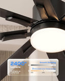84" Aluminum Outdoor Ceiling Fan with Light, Industrial-Grade 8 Metal Blade