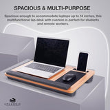 Home Office Lap Desk with Built-in Mouse Pad, Wrist Rest & Phone Holder, Portable Laptop Stand with Cushion