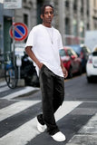 GINGTTO Mens Faux Leather Cargo Pants Bell Bottom Black 38