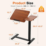 Small Standing Desk Rolling Table Adjustable Height, Laptop Mobile Stand with Wheels, Brown