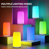 ROOTRO Touch Bedside Table Lamp, [Sleek Design & RGB Mode] 3 Way Dimmable Small Lamp for Bedroom, LED Lamp
