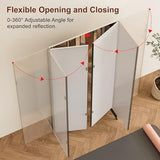 brisafe Tri-Fold Full Length NanoMirror with Wheels, 71 x 71 in, Black