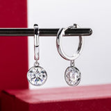 14K White Gold Dangle Drop Hoop Earrings