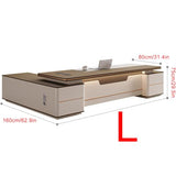 Modern L Shaped Executive Desk with Drawers & Dual Storage Cabinets, Executive Office Desk