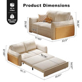 71.65" Loveseat Convertible Sleeper Sofa, Linen Fabric Pull Out Couch, 3-in-1 Sofa Bed