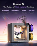 FLASHFORGE Creator 5 4-Toolhead Changer 3D Printer, Multi-Color & Multi-Material Printing, Near-Zero Waste System, 7s FlashSwap