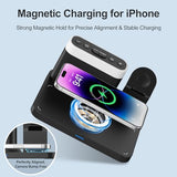 ANJANK Wireless Charging Station,5 in 1 Multiple Charger Stand with Alarm Clock,7 Night Light, Mag-Safe Charging Dock for iPhone