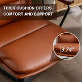 Okeysen Office Desk Chair No Wheels, Swivel Chair with Retro Wooden Armrests, Criss Cross Legged Armless Computer Chair for Home Office