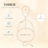 YOIHUR Rose Gold Hand Chain Bracelet, 925 Sterling Silver Finger Ring Bracelet, Adjustable Hand Chains, Stack Jewellery Stars and CZ Hand Jewelry Gifts for Women, 2" to 2.4" Extend