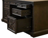 Traditional Wood Double Pedestal Executive Desk, Writing Table, Office Desk, Fully Assembled, Dark Brown