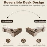 Modern L Shaped Executive Desk with 4 Drawers, 71 inch Large Home Office Desk