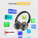 Bluetooth headset, Wireless Headset with Mic for Work, Bluetooth 5.3, Wireless Headphones with AI Noise Cancelling