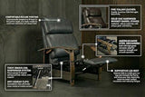 Trend Manor Whiskey Barrel Recliner Chair | Handcrafted from Authentic Whiskey Barrels | Italian Leather | Made in USA | Texas Finish | Comfortable Recliner