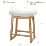Counter Height Bar Stools Set of 6, 24 Inch Backless Upholstered Counter Stools with Solid Rubberwood Legs