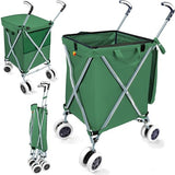 Grocery Cart with Removable Canvas with Cover, Lightweight Utility Cart for Groceries and Laundry