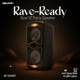Dolphin BoxParty 212 Dual 12" Portable Bluetooth Party Speaker – Loud Sound with Deep Bass, LED Lights, PA System, 5-Band Equalizer, and Expandable Battery