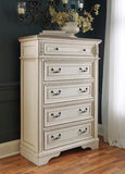 Signature Design by Ashley Realyn Dresser Chest Of Drawers, Two‑Tone Cottage Style Bedroom Dresser With Smooth‑Gliding Drawers, Wood Construction For Kids And Adult Bedrooms, Chipped White