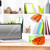 Simple Designs LD1002-ORG Gooseneck Organizer Desk Lamp with iPad Tablet Stand Book Holder, Orange