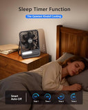 AURATHEA 10000mAh Travel Fan, 7“ Portable Desk Fan, Ultra-thin Rechargeable Camping Fan with LED Light, Display, Timer for Camping, Office, Bedroom, Outdoor, Cruise Ship Essentials