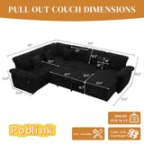 Modular Sectional Sleeper Sofa with Pull Out Bed, 104" U Shaped 7 Seat Cloud Sectional Couches for Living Room