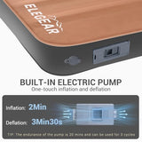 Elegear CumbreX™ Air & Foam Self Inflating Sleeping Pad, Built-in Electric Pump 4" Ultra-Thick Memory Foam Camping Mattress with Pillow Double Camping Pad 4-Season R-Value 9.5 Camp Mat (Khaki,Full)