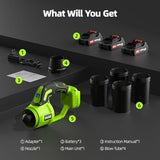 VASG Leaf Blower Cordless, 3 x 21V Batteries & Fast Charger Set, Variable Speed Mode, Lightweight Handheld Electric Leaf Blower for Lawn Care, Yard, Garden, Patio & Outdoor Cleanup