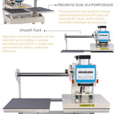 PUQEOAO Heat Press 16x24 Machine: Pneumatic Dual Platen Heat Press with Portability Stand & Up-Sliding Function - Large Format