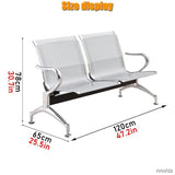 2-Seat Waiting Room Chairs, Waiting Room Bench with Arms, Office Guest Reception Chairs