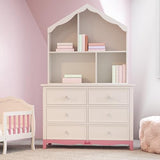 Evolur Barbie Rose Hutch/Bookcase – 7 Spacious Shelves for Toys, Books, and Keepsakes