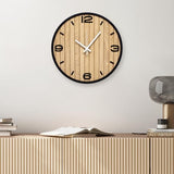 AXAORIRA 12 Inch Round Wall Clock Battery Operated, Wooden Decorative Analog Clocks Non-Ticking Quartz for Apartment, Living Room, Bedroom, Hallway, Classroom - Gifts for Family and Friends