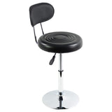 FURWOO Black PU Leather Swivel Salon Chair Mini Barber Shop Stool with Backrest for Manicure, Tattoo, and Office Use