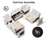 Modular Sectional Sleeper Sofa with Pull Out Bed, 8 Seat Plush Corduroy U Shaped Couch with Storage
