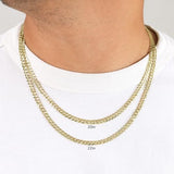 Nuragold 10K Real Yellow Gold Cuban Curb Solid Italian Link Chain Necklace
