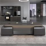 L Shaped Wooden Executive Desk with Light Strip Large Desktop Home Office
