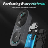 5MP Wireless Video Doorbell Camera,180° Head-to-Toe View, AI Motion Detection, VR Mode