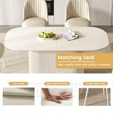 Miuuod 70" White Dining & Kitchen Table Set, Solid Kitchen Table with 6 Chairs