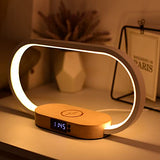 Donewin Wooden Bedside Lamp with 15W Fast Wireless Charger | Touch Control, 3 Color Modes, Clock & Stepless Dimming for Nightstand