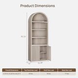 Book Shelf 82" Tall Arched Cabinet Bookcase with Doors 5 Tier Book Shelves with Storage Large Bookshelves Wide Bookshelf