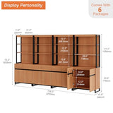 WAMPAT 4 PCS Modern 72" Tall Bookshelf with Metal Base and Adjustable