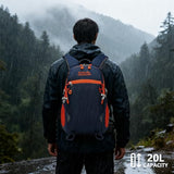 MIVENTO Hiking Backpack Waterproof Nylon Material, Breathable Back Pad Design, Separate Laptop Compartment for Outdoor Camping Travel (Deep Blue)