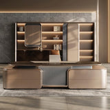 LSIGHTUS 94" Luxury L Shaped Executive Office Desk, Modern Large Home Computer Desk