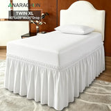 ANARACHON Dorm Bed Skirt Twin XL 36 Inch Drop, 100% Microfiber Extra Long College Dust Ruffle Bedskirt for Adjustable Beds, Elastic Wrap Around Design, White