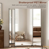 brisafe Tri-Fold Full Length NanoMirror with Wheels, 71 x 71 in, Black