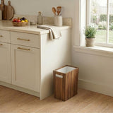 Coeusy 3 Gallon Wooden Trash Can with Liner,Small Solid Wood Bathroom Trash Can