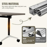47.2in Flip Top Folding Conference Room Table with Rolling Wheels